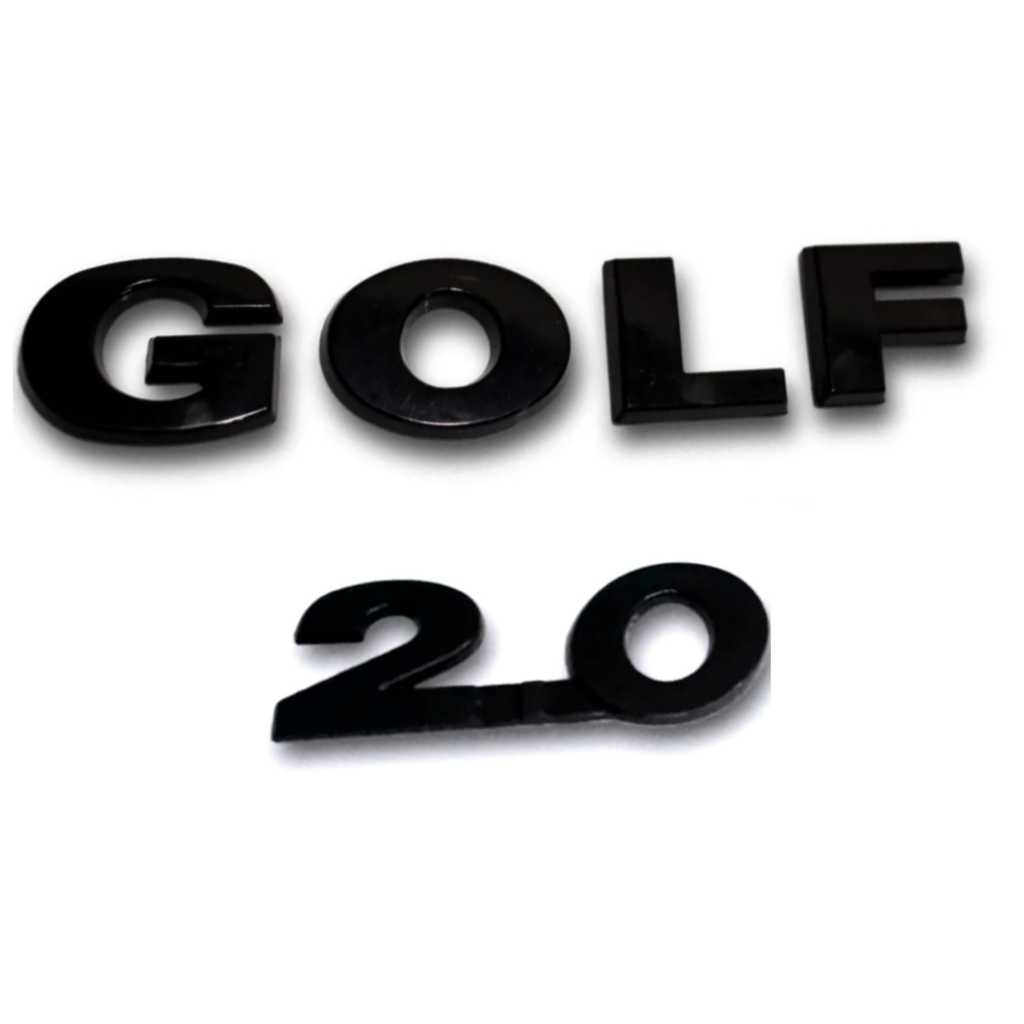 Emblema Letreiro Vw Golf 2.0 Kit 2pç Preto Black Piano Gti Tsi Highline Comfortline
