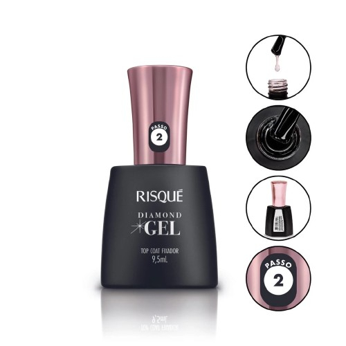 Esmalte Diamond Gel Top Coat Fixador 9,5Ml Manicure - Risque
