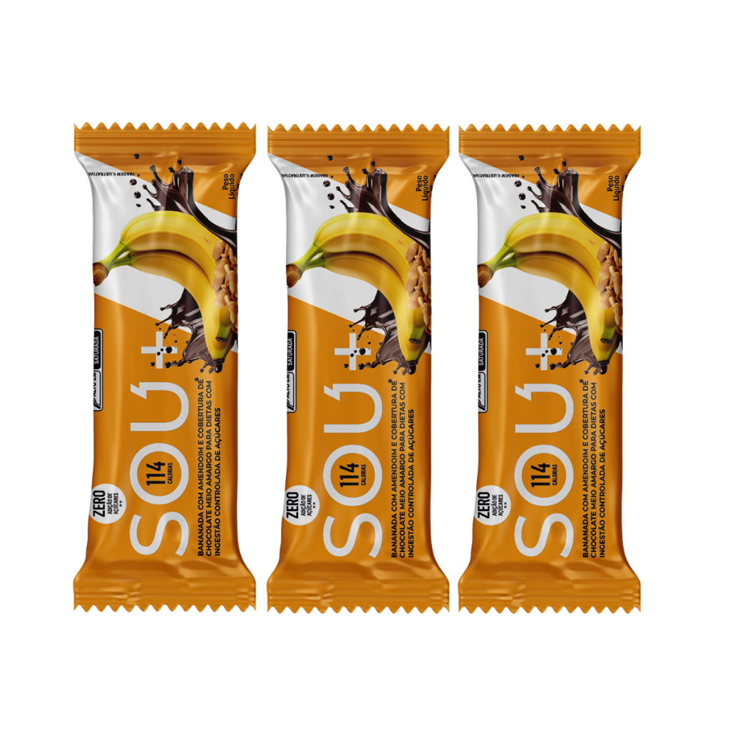 Barrinha De Bananinha Com Amendoim Chocolate zERO Açúcar 3Un
