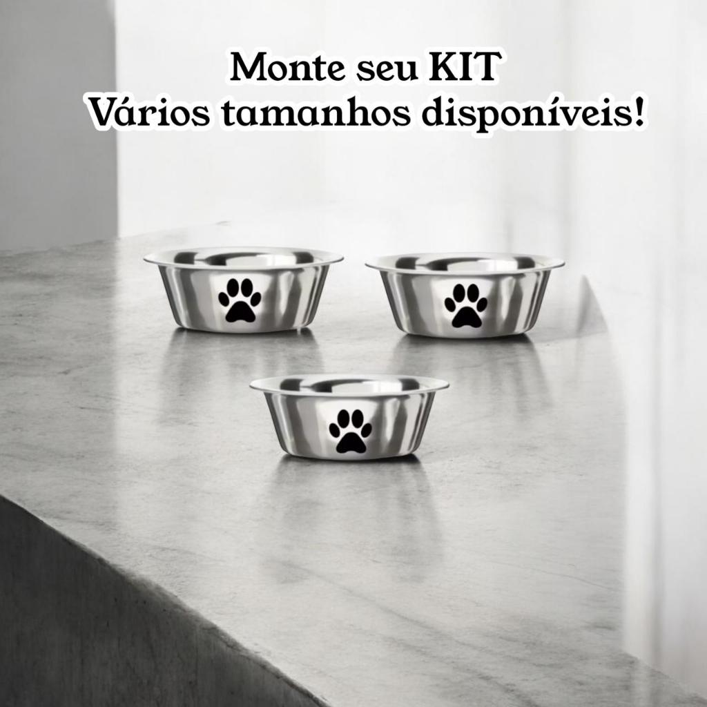 Kit Tigelas Comedouro E Bebedouro Para Cães E Gatos Em Inox 13/17/21 em Oferta na Shopee