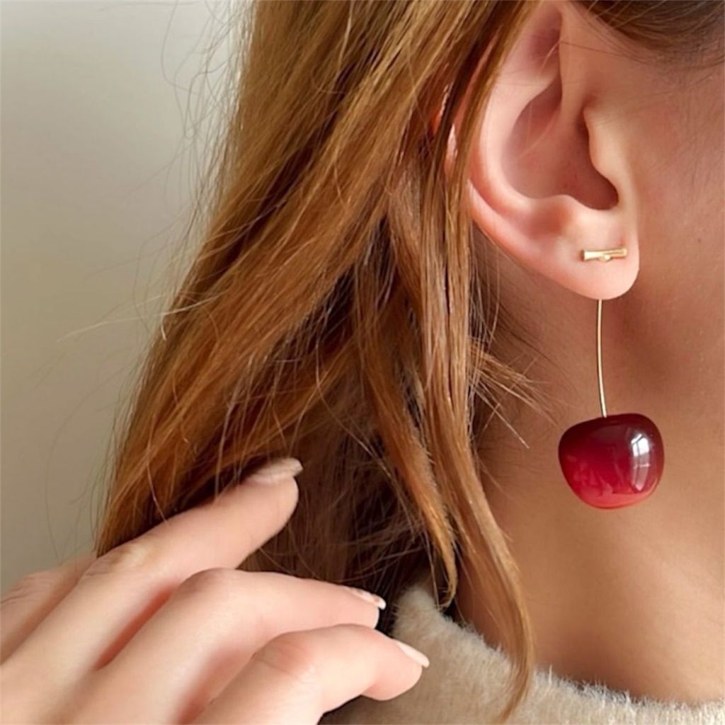 Brinco Cherry Moda Coreana Banhado a Ouro 18k em Oferta na Shopee