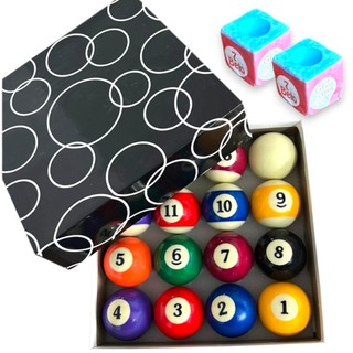 Jogo de Bola de Sinuca 50mm Numeradas Completo 16 Bolas Profissional com 2 giz azul Bilhar Snooker