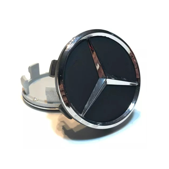 4 Calotinha Tampa Centro Da Roda Mercedes Amg 75mm Preto Fosco Cromado