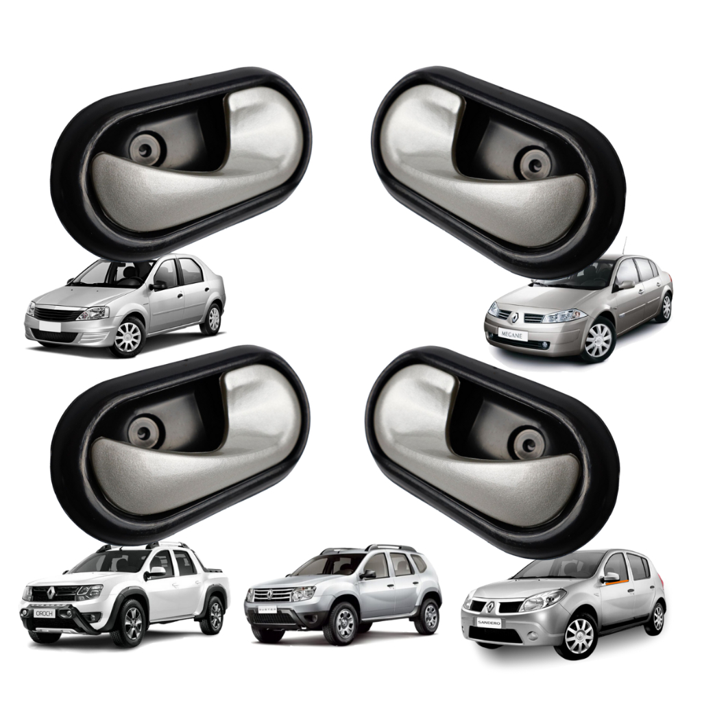 4 Maçaneta Interna Puxador Sandero Logan Duster Oroch Megane Porta Esquerda Direita Dianteira Traseira
