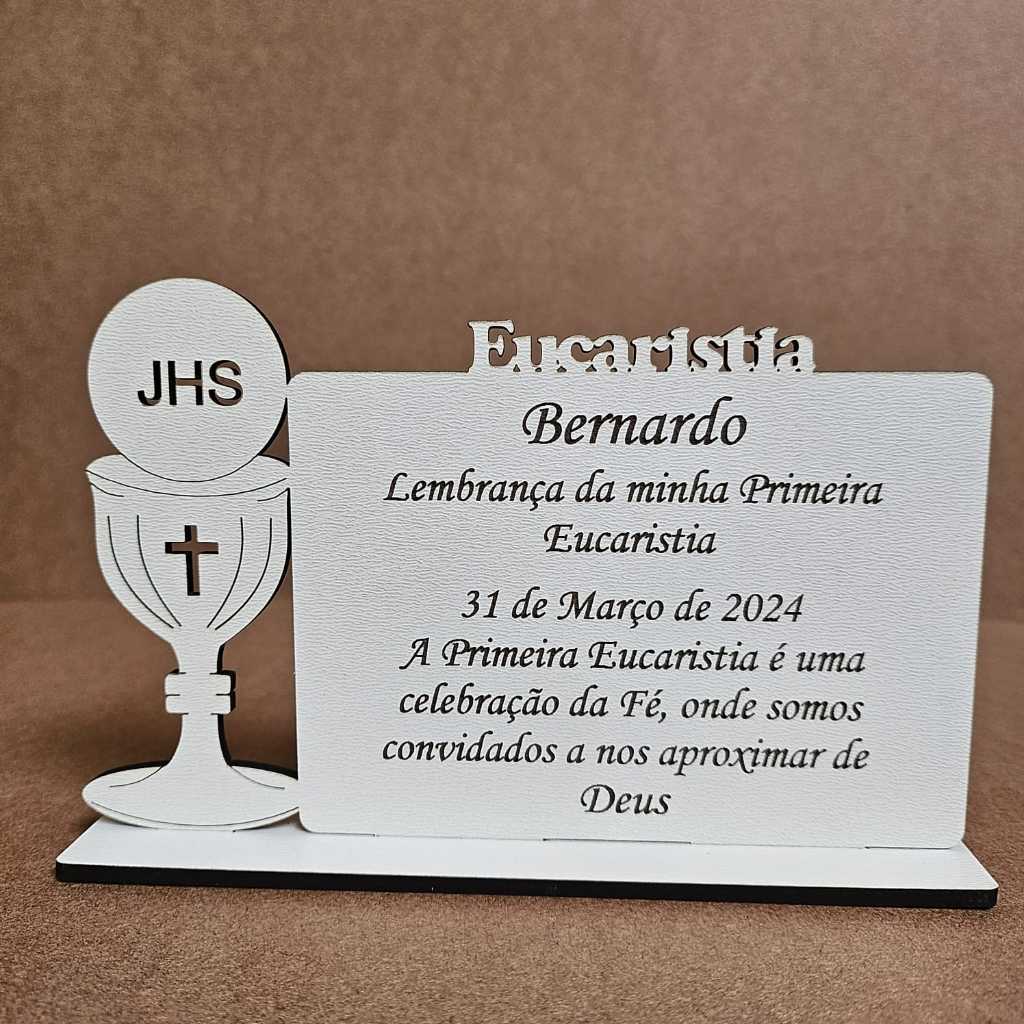 kit com 15 unidades Lembrancinhas Eucaristia com base no MDF branco de 3mm Personalizadas com nome