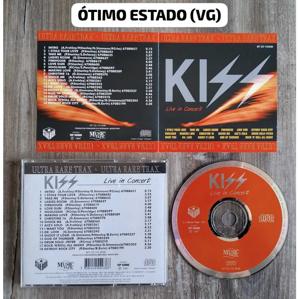CD KISS Live In Concert ULTRA RARE TRAX TOP SOUND Ano 1997 ITEM RARO EM  ÓTIMO ESTADO (VG) Cód. Catálogo: MT CD 110 4036