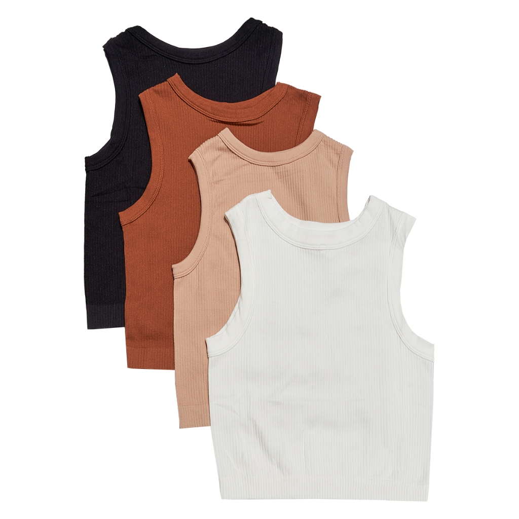 Camiseta Regata Feminina Tecido Canelado Tipo Cropped Nadador Regatinha Mulher Básico Lisa Casual