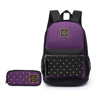Kit Mochila Estojo Feminina Escolar Resistente Roxa Juvenil Polo One em Oferta na Shopee