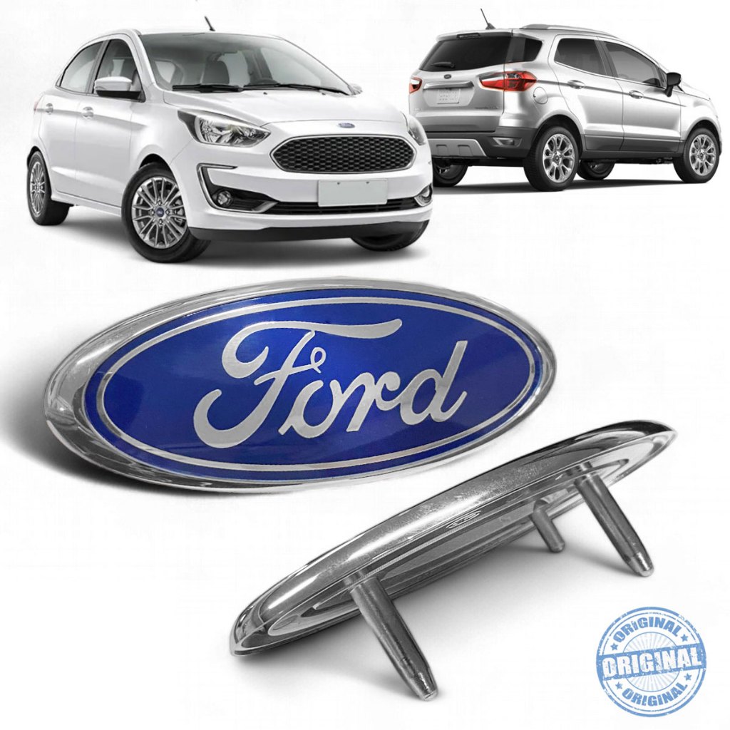 Emblema Original Ford Ka Ecosport Azul Cromada Frente 2015 2016 2017 2018 2019 2020 em Oferta na Shopee