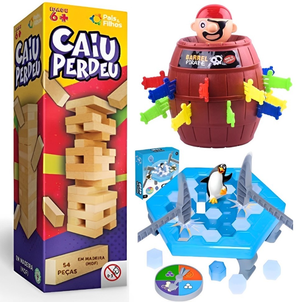 Jogos Caiu Perdeu Pula Pirata e Quebra Gelo Divertido Menino e Menina em Oferta na Shopee