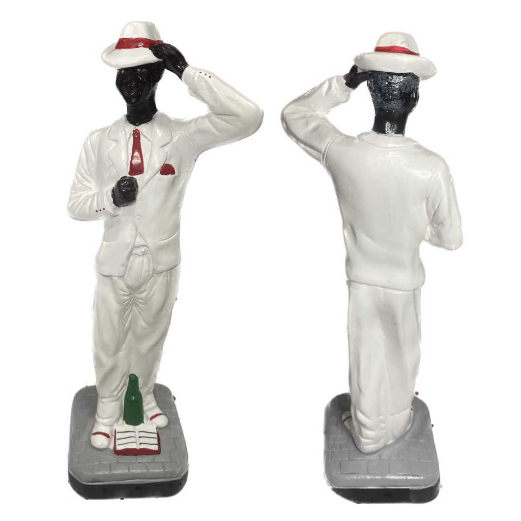 Imagem Zé Pilintra Malandro com Mão no chapéu Zé Pelintra de Gesso 25cm - Umbanda Candomblé