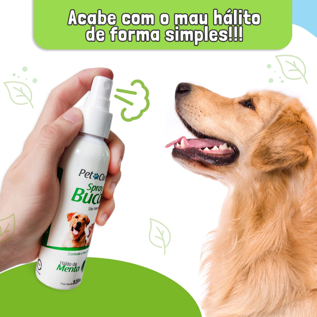 Spray Bucal Menta Para Vet Cachorro Gato Pet Clean 120 Ml