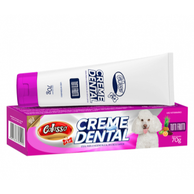 Creme Dental Pet Colosso Pasta de Dente para Cães  Sabor Tuti Frutti 70 gr