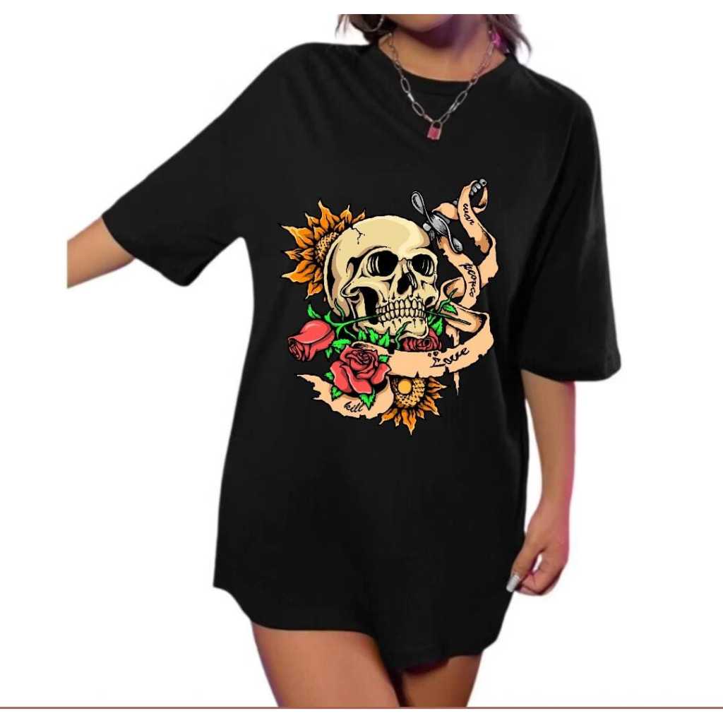 Camiseta Oversized Streetwear Feminina Blusão Academia Estampas Variadas Blusa 100% Algodão Unissex