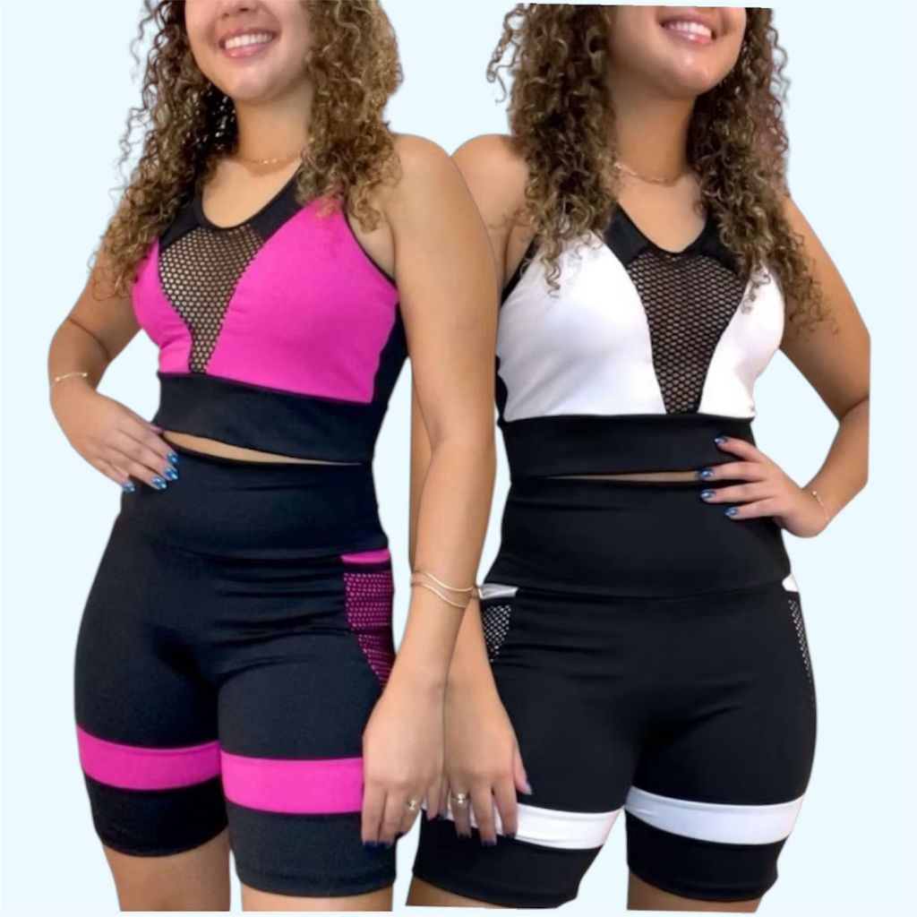 KIT com 2 conjunto, PROMOÇÃO de academia conjunto feminino short+top de suplex