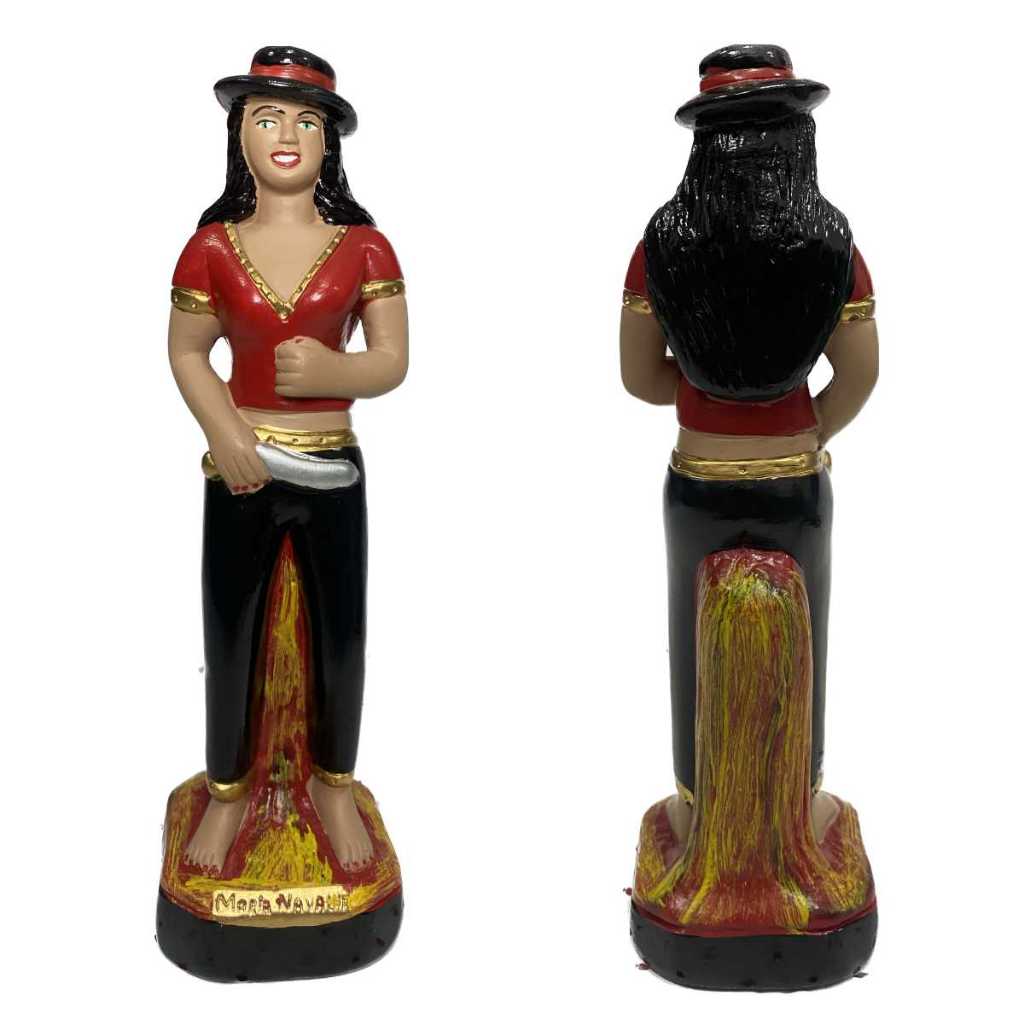 Imagem Escultura Malandra Maria Navalha de calça Gesso 20cm para Altar Congá Umbanda