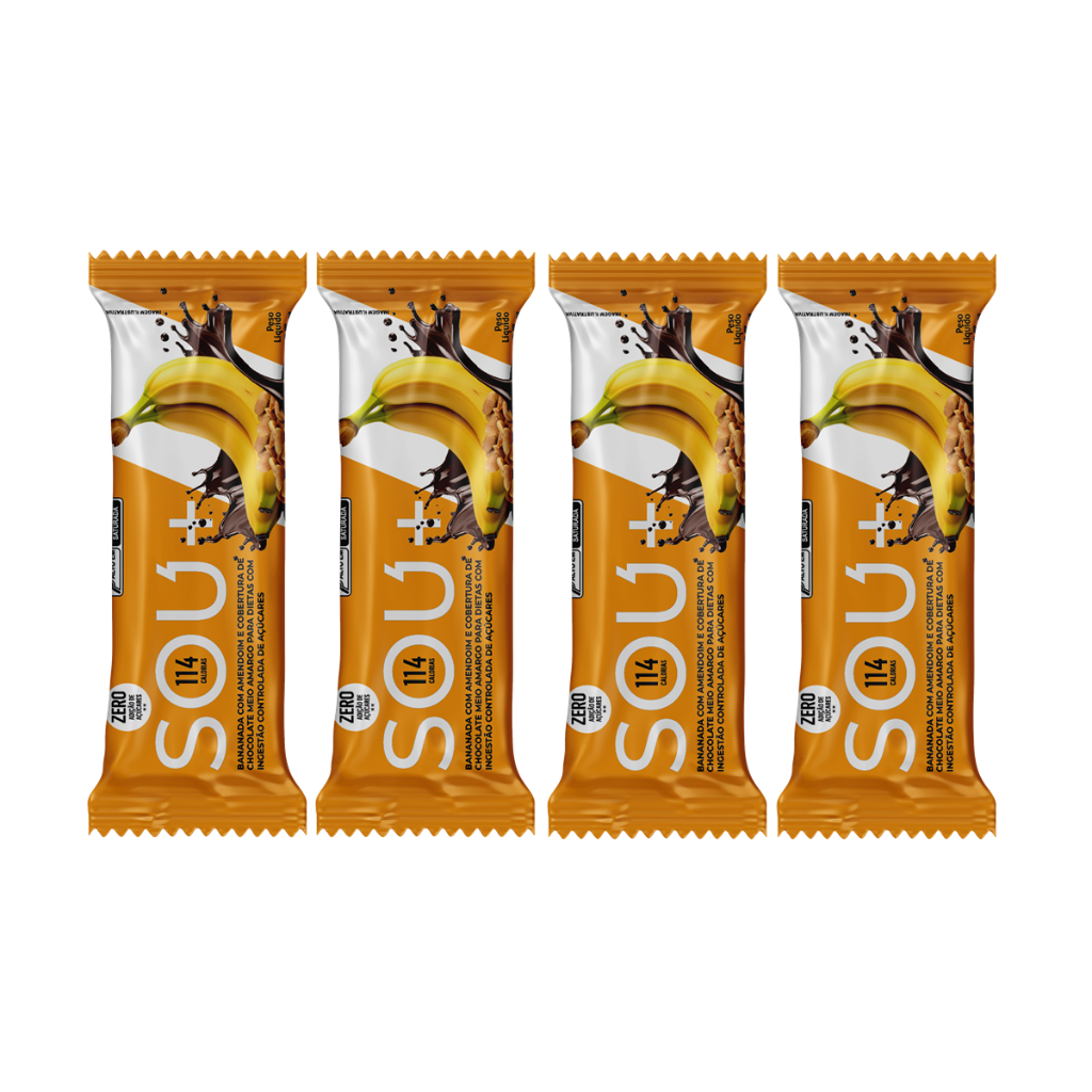 Barrinha De Bananinha Com Amendoim Chocolate Sem Açúcar 4Un