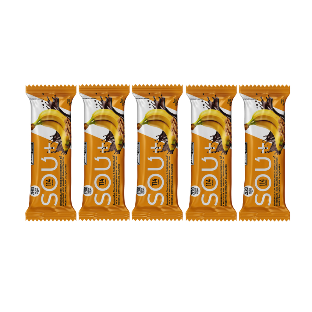 Barrinha De Bananinha Com Amendoim Chocolate Sem Açúcar 5Un
