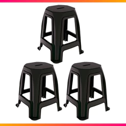 Conjunto 3 Banco Banqueta Plastico Suporta 100 KG
