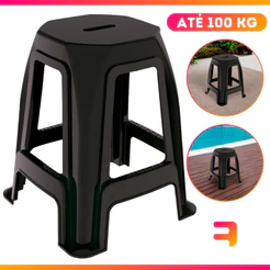 Banqueta de Plástico Adulto Resistente Plástica Reforçada Suporta 100kg