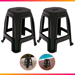 Conjunto 2 Banqueta Banco Plástico Banquetinha Suporta 100 KG Material Resistente