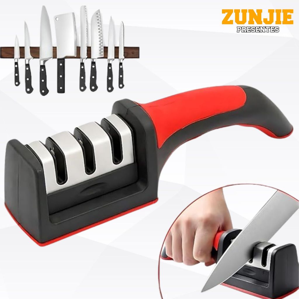 Imagem Amolador Afiador De Facas 3 Fases De Afiar Profissional