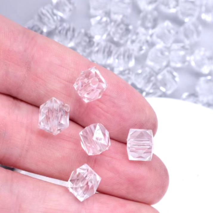 Cristal Cubo Quadrado 8mm Passante Sextavado