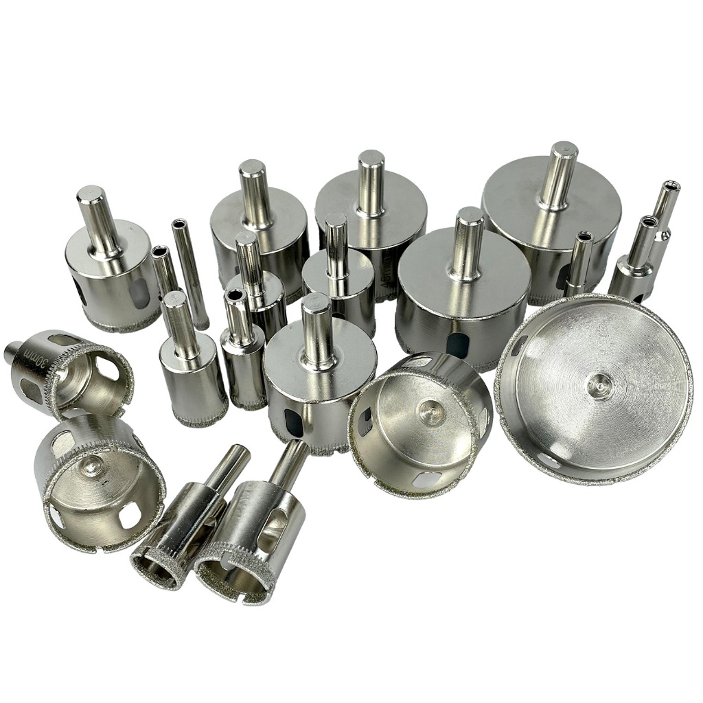 Kit 21 Brocas Diamantadas 6 a 60mm Fura Vidro Mármore Piso Cerâmica Granito