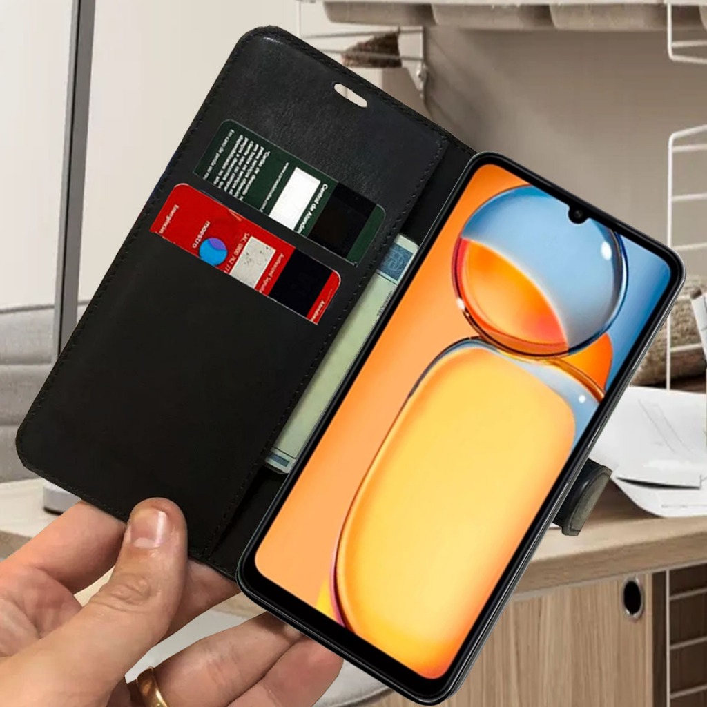 Capa Capinha Case Flip Carteira + Pelicula vidro Para Xiaomi POCO C65 - detalhe