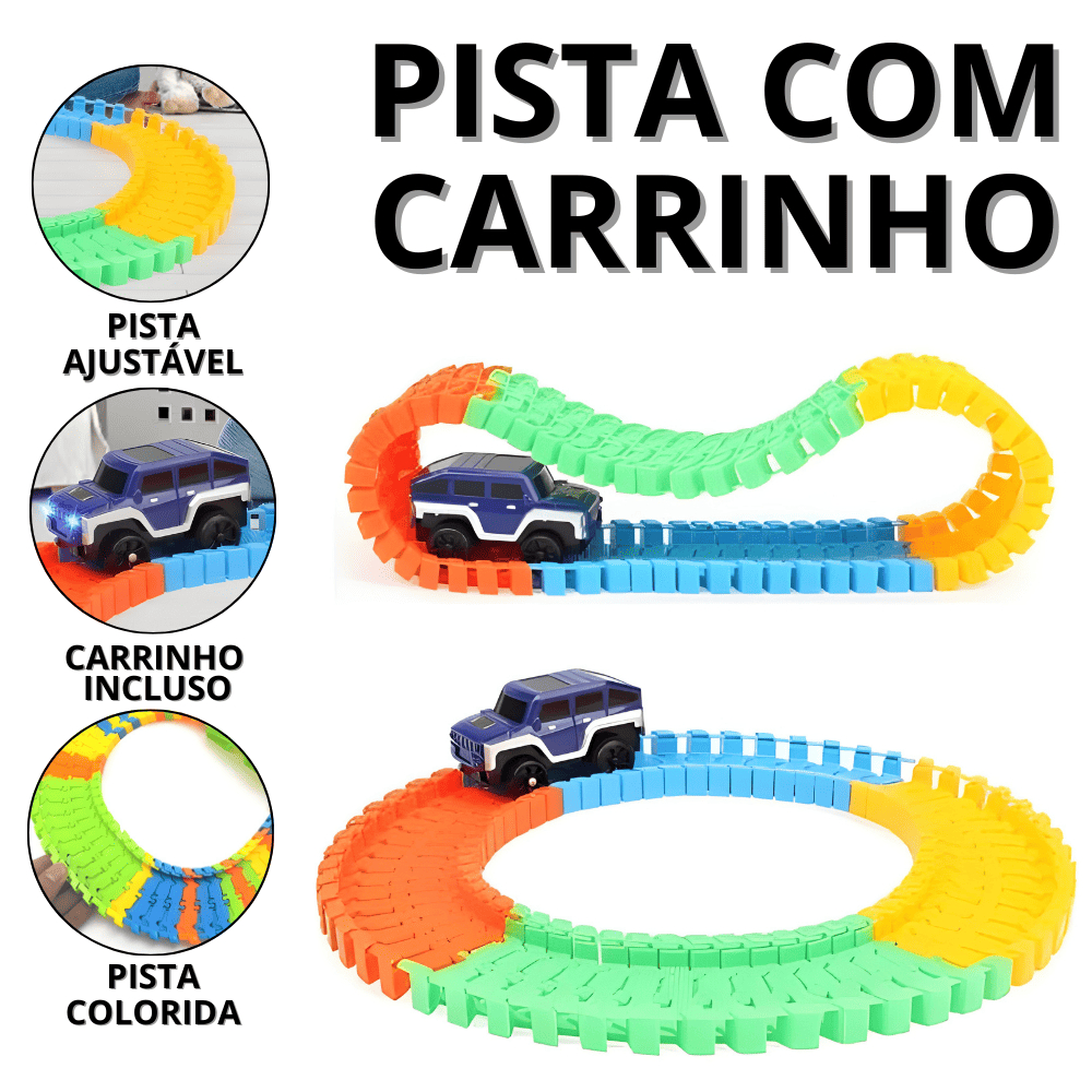 Carro De Brinquedo Com Pista Carrinho De Corrida Infantil Trilha Maluca Trilho Articulado