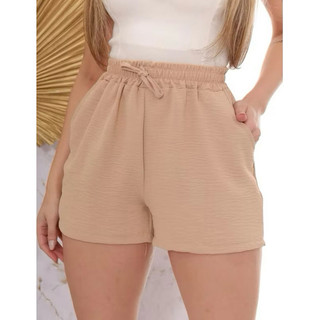 Short Feminino Curto Modelo Duna Com Elástico Bolso e Codao Shortinh r