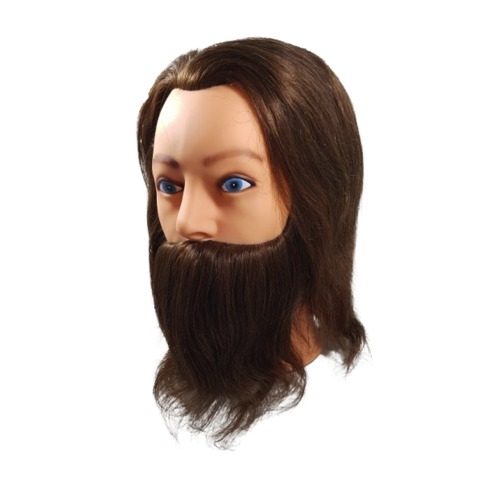 Cabeça De Manequim Masculino Para Treino c/Barba SKM64 100% Natural