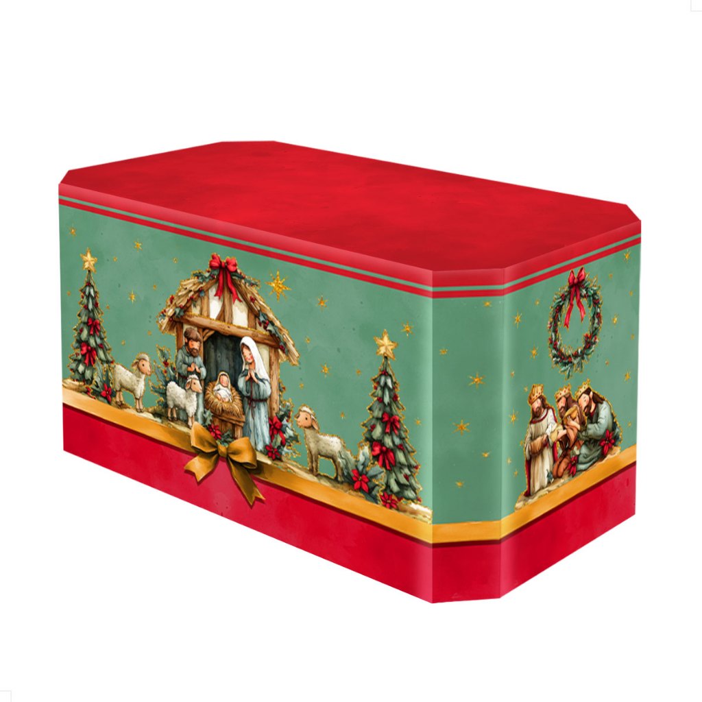 Capa Forro De Mesa Festa Natal Decoração Religioso Sublimado Em Tecido Veste Fácil