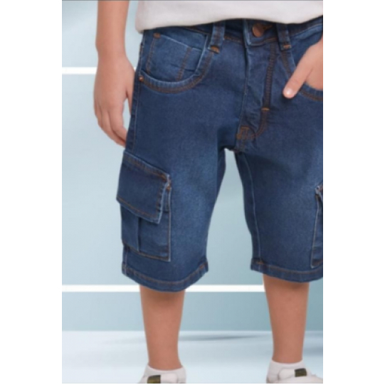 Bermuda infantil masculina Jeans Cargo Paparrel tamanho 10 ao 16 3412