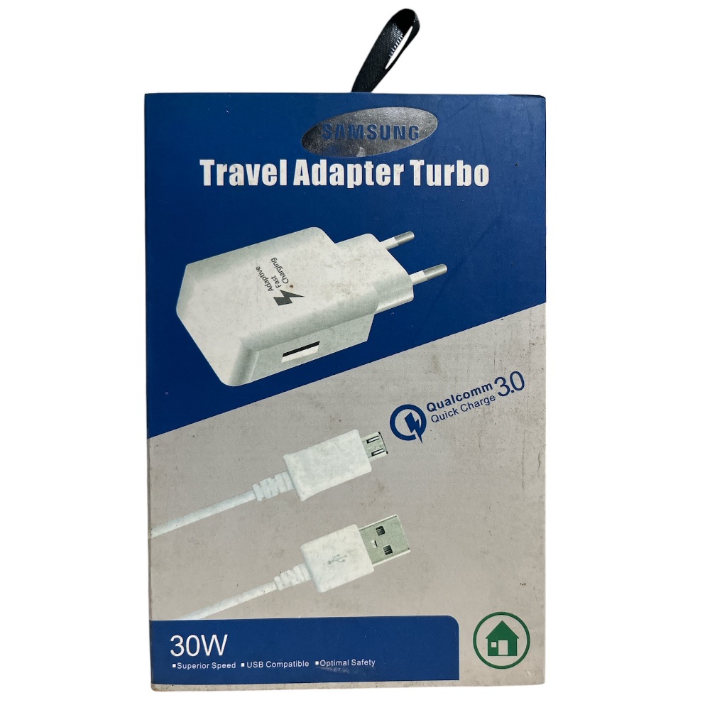 Carregador De Celular Turbo 30w USB + Cabo MicroUSB Qualcomm Quick Charge 3.0 Compatível com Todos Celulares