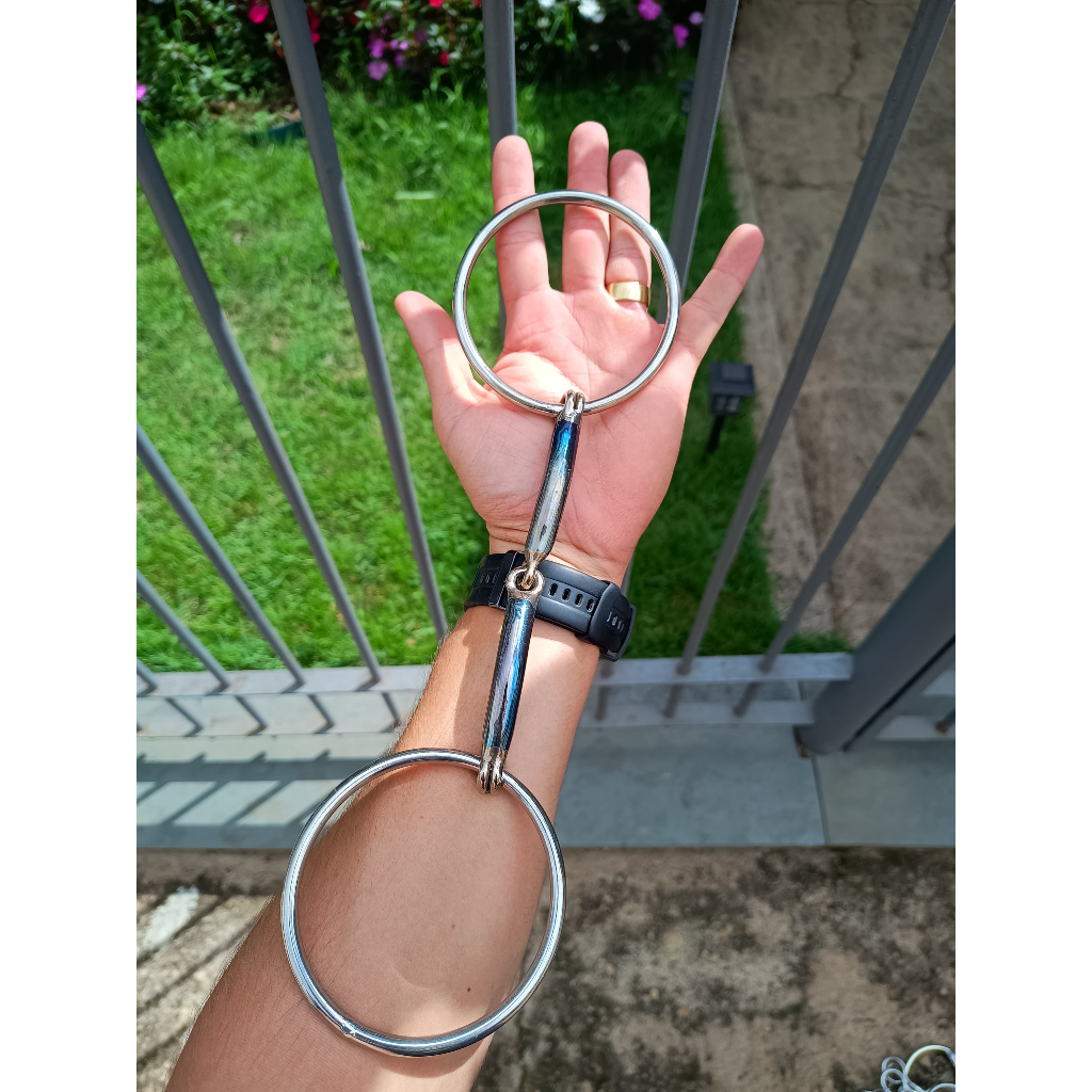 Bridão Argola Inox Bocal Articulado Para Cavalo Doma em Oferta na Shopee
