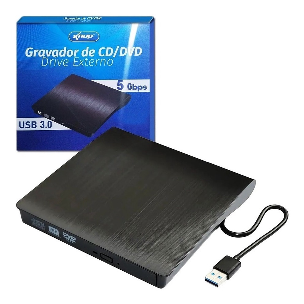Gravador Cd / Dvd Drive Externo Usb 3.0 Knup  KP-LE303