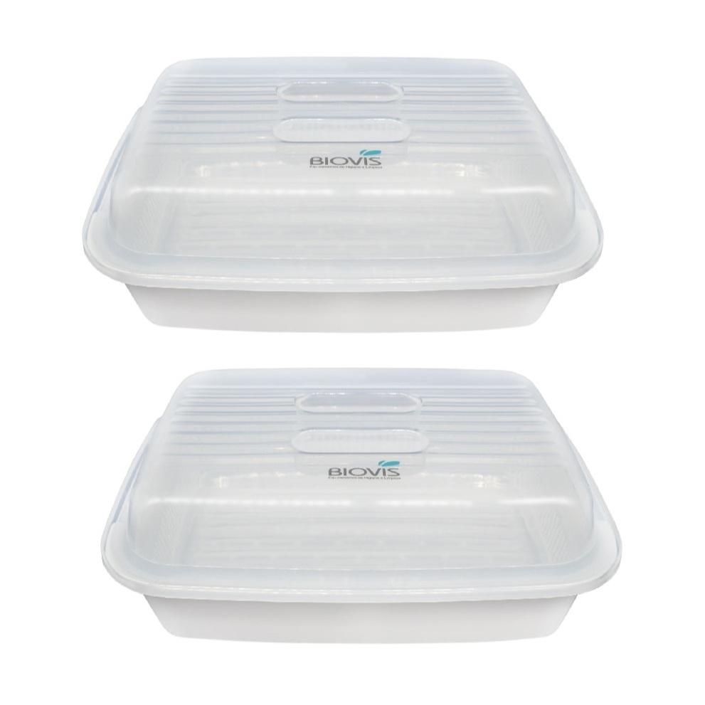 2x Cuba Plastica Para Imersao Instrumentos medicos Odonto e Manicure Biovis
