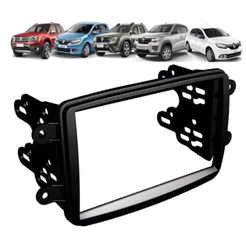 Moldura 2 Din Multimidia Painel Renault Kwid Captur Duster Logan Sandero Cor Preta