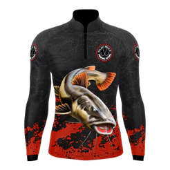 Camisa Camiseta Blusa de Pesca com Proteção Solar UV50+ Pirarara 02 Vermelho Play Pesca