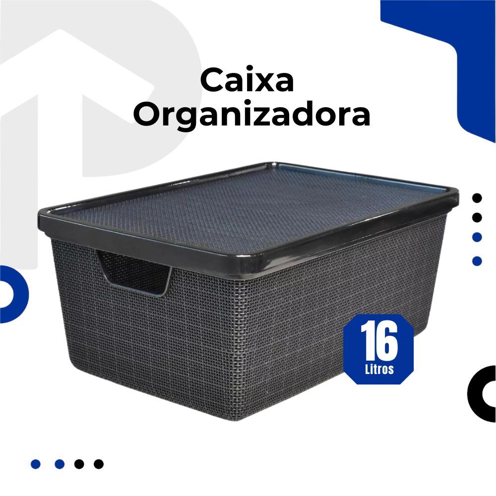 Caixa Organizadora Jutta Preto 16 Litros Cesto Organizador Gavetas Guarda-Roupas Armario Brinquedos em Oferta na Shopee