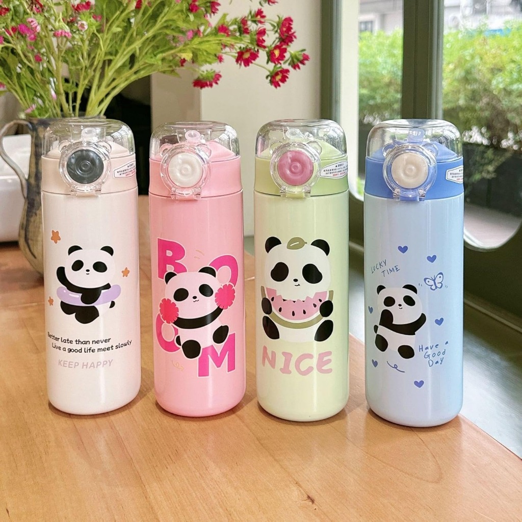 Garrafa Squeeze Térmica Aço Inox Estampa Pandinha Escolar Infantil com Canudo 500ML em Oferta na Shopee