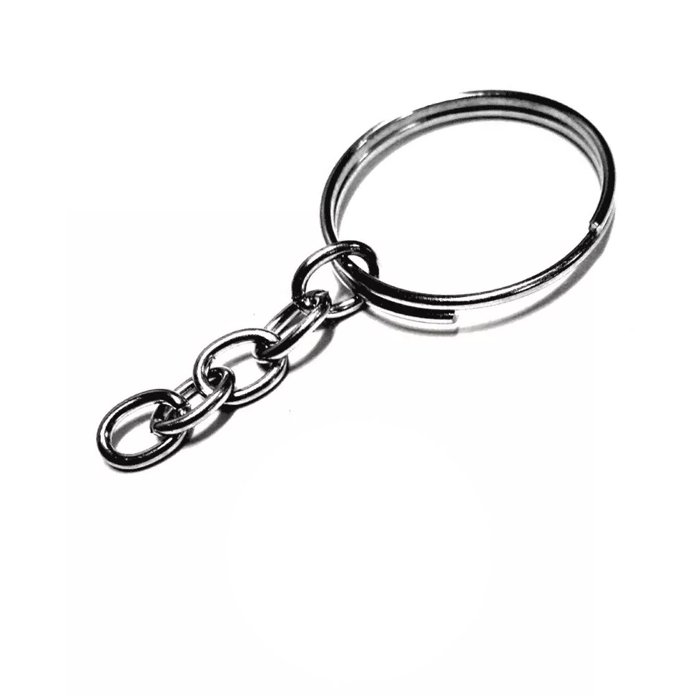 Argola para Chaveiro 22mm Com Corrente + Elo Triangulo - 100 unidades