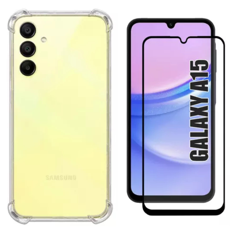 KIt Pelicula Vidro 3D Samsung A15 + Capa Capinha Anti Shock em Oferta na Shopee