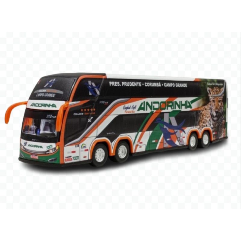 Miniatura ônibus Andorinha modelo Comil Invictus Pantanal Bus Leito Cama 30 centímetros, colecionável.