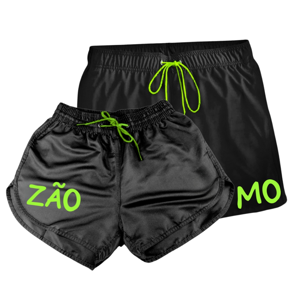 Kit Casal Mozao Shorts Iguais Moda Praia Bermudas Combinando
