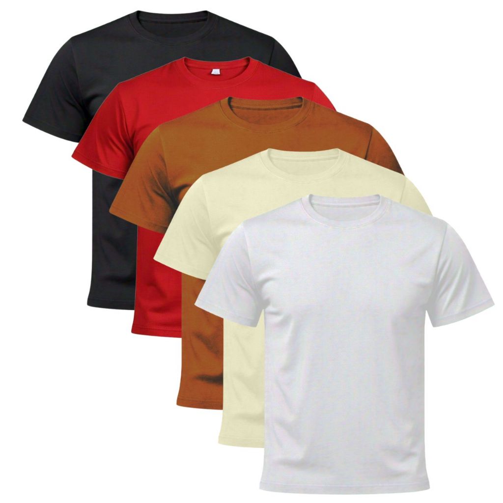 Kit 5 Camisetas Masculina Moderna Algodão Designer Clássico Básica Lisa Costura Ombro a Ombro