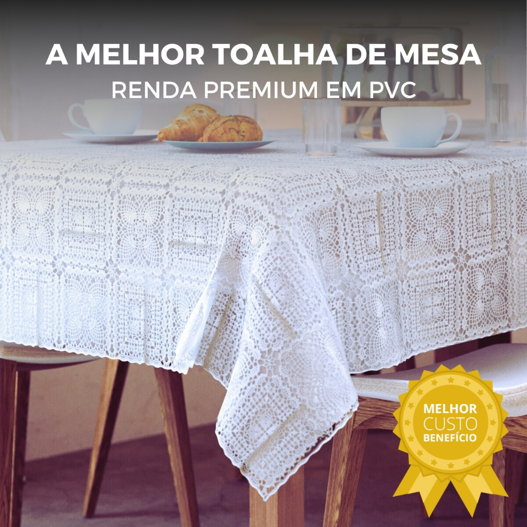Toalha de Mesa Renda de Plástico PVC Para 4 e 6 Lugares Várias Estampas Impermeável Decora...