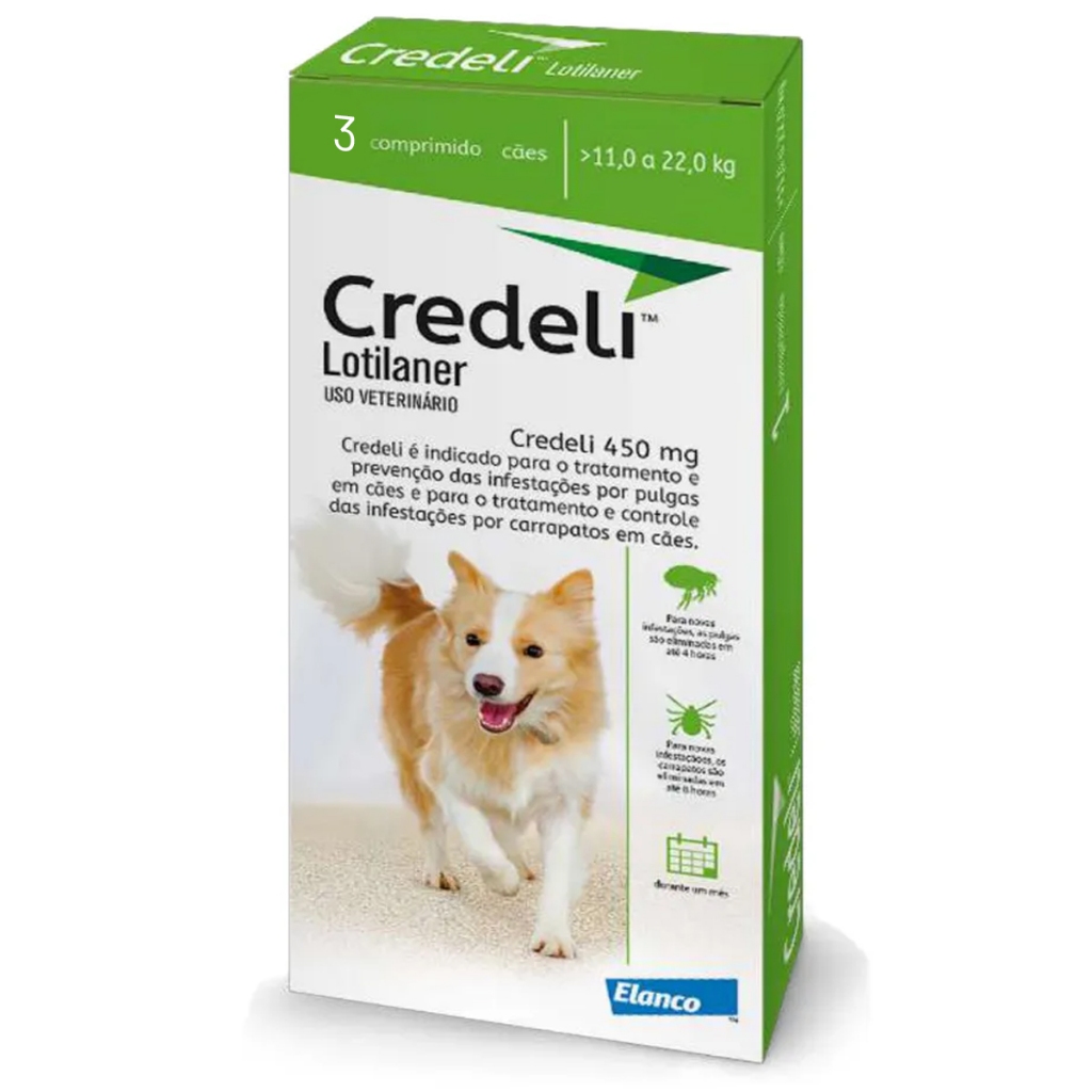 Antipulgas E Carrapatos Credeli 450 Mg 11 A 22 Kg Cães 3 Comprimidos em Oferta na Shopee