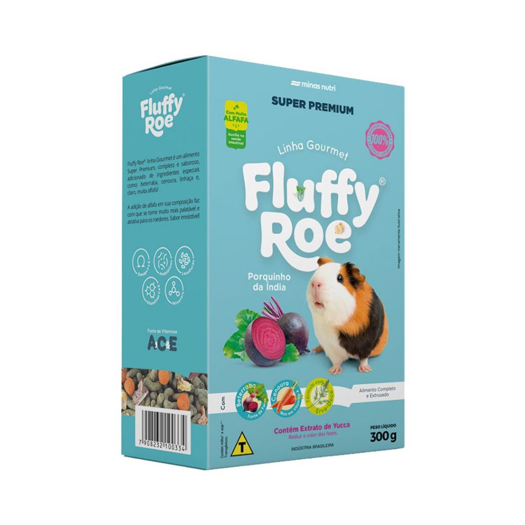 Ração Ext Fluffy Roe Porq Da Índia Gourmet 300G Minas Nutri